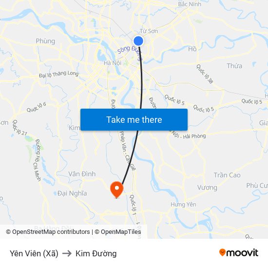 Yên Viên (Xã) to Kim Đường map