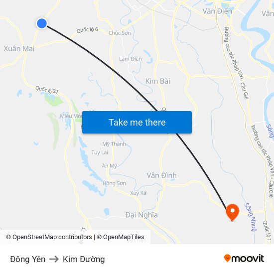 Đông Yên to Kim Đường map