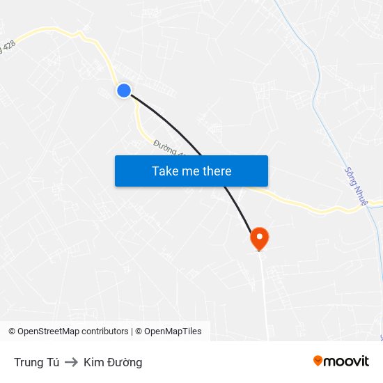 Trung Tú to Kim Đường map