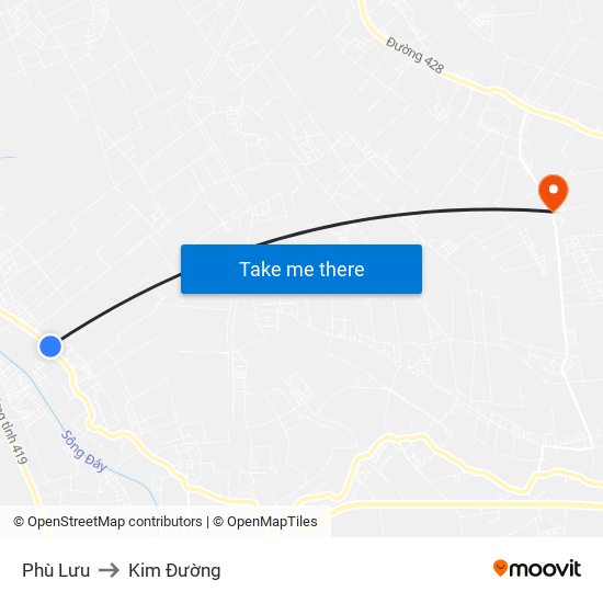 Phù Lưu to Kim Đường map