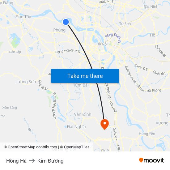 Hồng Hà to Kim Đường map