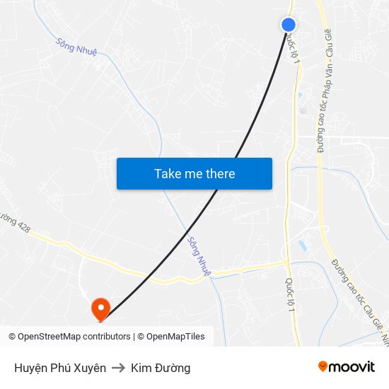 Huyện Phú Xuyên to Kim Đường map