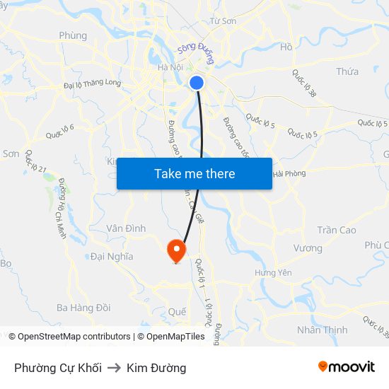 Phường Cự Khối to Kim Đường map