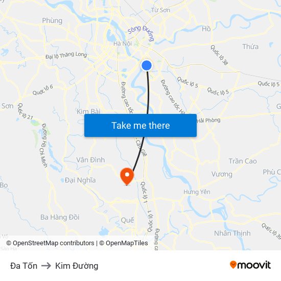 Đa Tốn to Kim Đường map