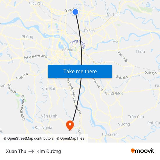 Xuân Thu to Kim Đường map