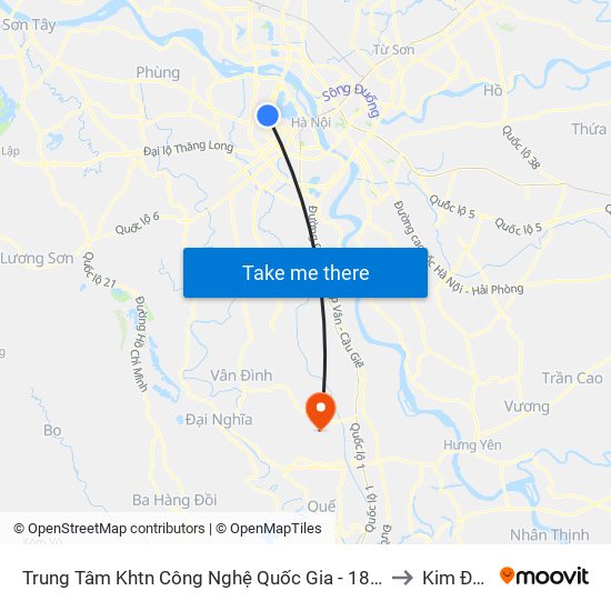 Trung Tâm Khtn Công Nghệ Quốc Gia - 18 Hoàng Quốc Việt to Kim Đường map