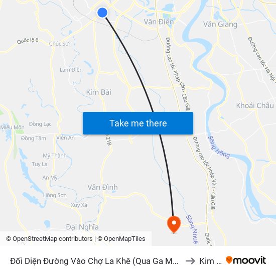 Đối Diện Đường Vào Chợ La Khê (Qua Ga Metro La Khê) - 405 Quang Trung (Hà Đông) to Kim Đường map