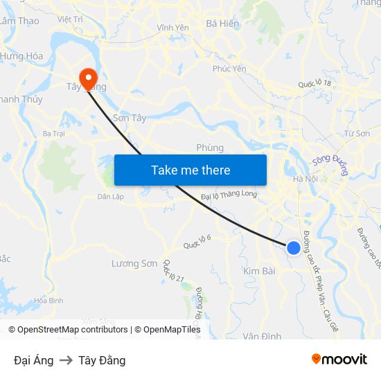 Đại Áng to Tây Đằng map