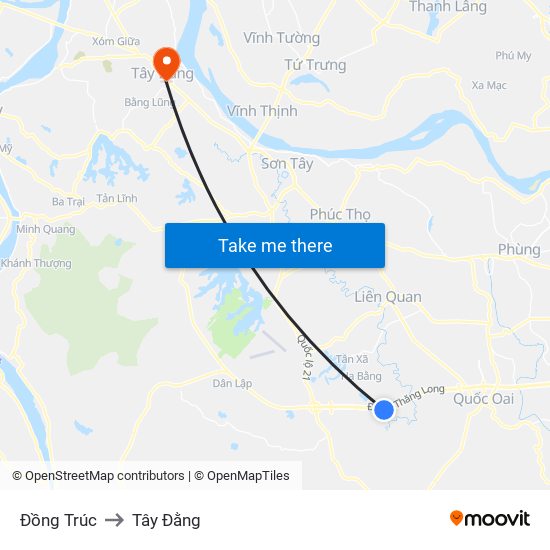 Đồng Trúc to Tây Đằng map