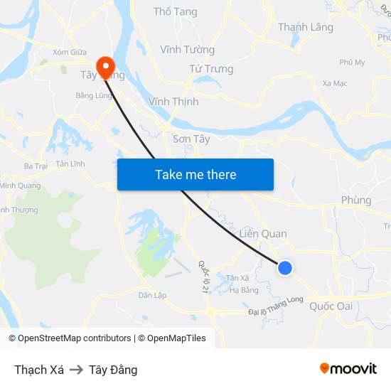 Thạch Xá to Tây Đằng map