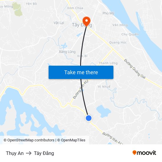 Thụy An to Tây Đằng map