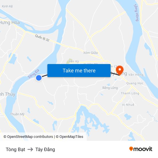 Tòng Bạt to Tây Đằng map