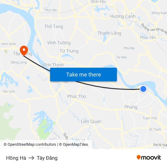 Hồng Hà to Tây Đằng map