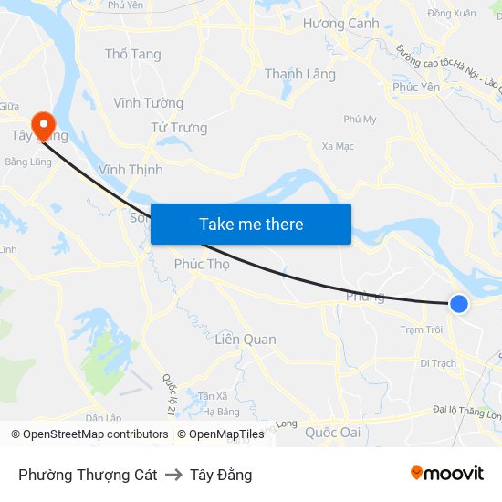 Phường Thượng Cát to Tây Đằng map