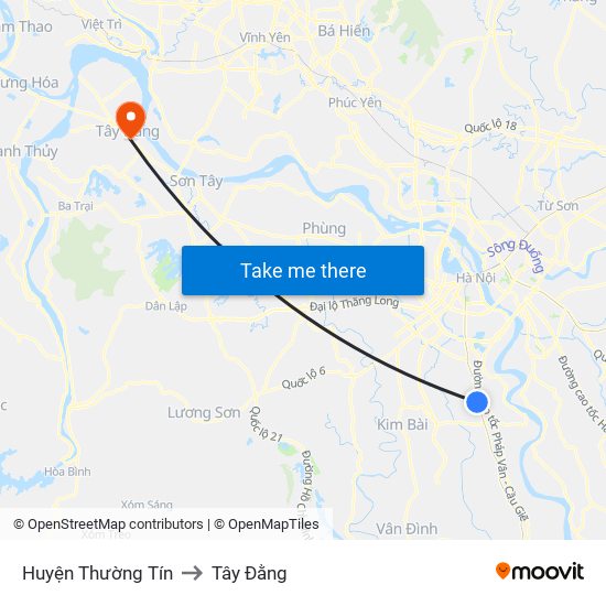 Huyện Thường Tín to Tây Đằng map