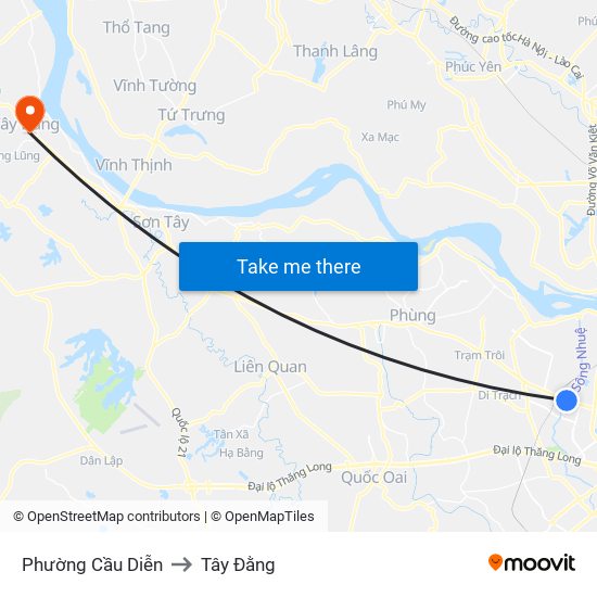 Phường Cầu Diễn to Tây Đằng map