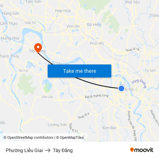 Phường Liễu Giai to Tây Đằng map