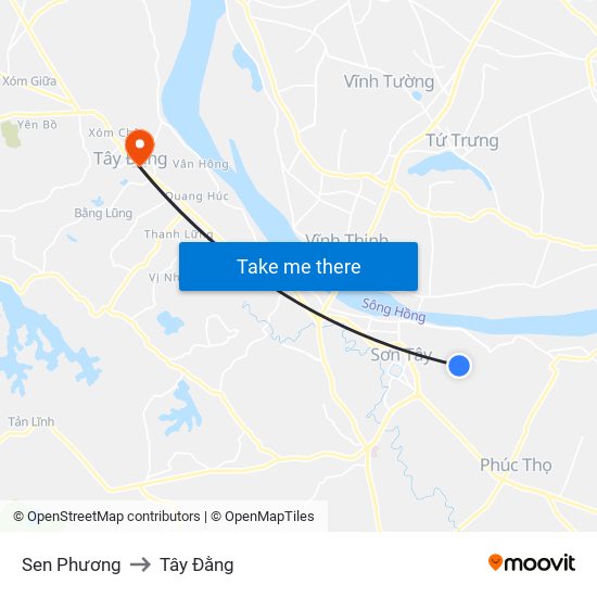 Sen Phương to Tây Đằng map