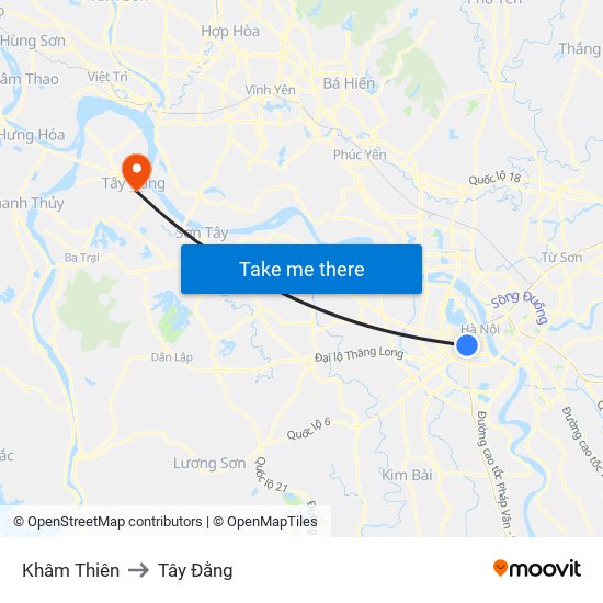 Khâm Thiên to Tây Đằng map