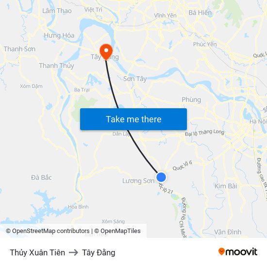 Thủy Xuân Tiên to Tây Đằng map