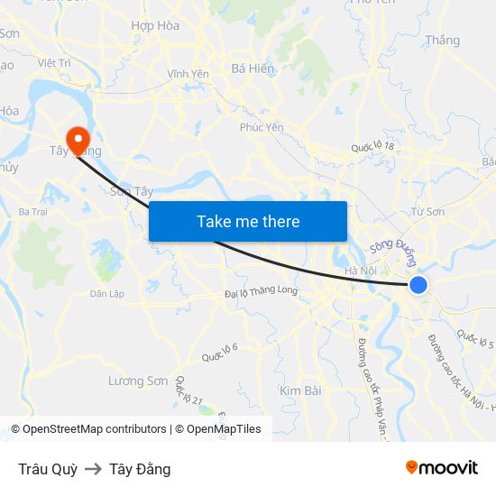 Trâu Quỳ to Tây Đằng map