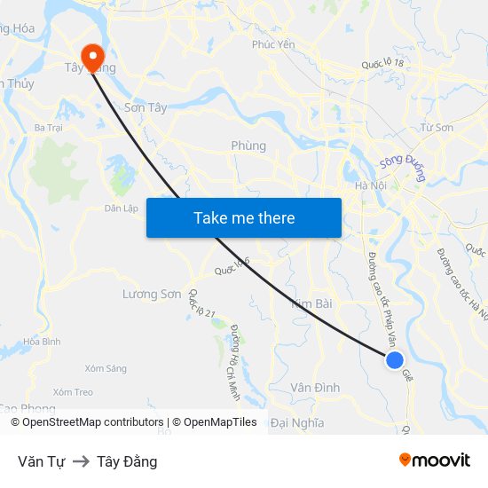 Văn Tự to Tây Đằng map