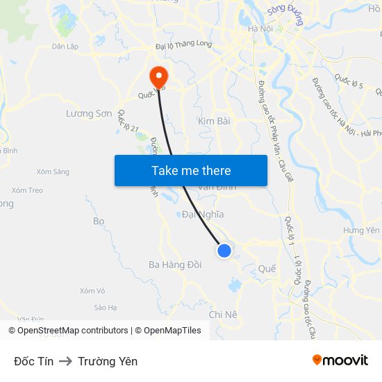 Đốc Tín to Trường Yên map