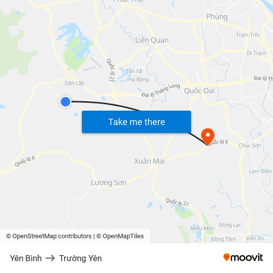 Yên Bình to Trường Yên map