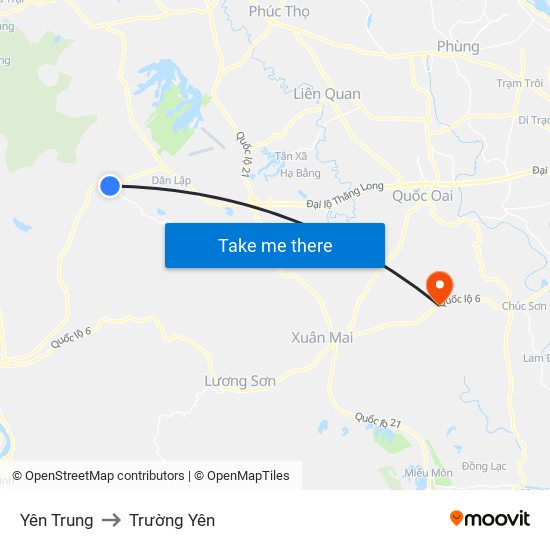 Yên Trung to Trường Yên map