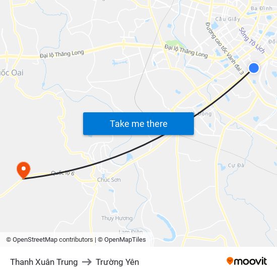 Thanh Xuân Trung to Trường Yên map