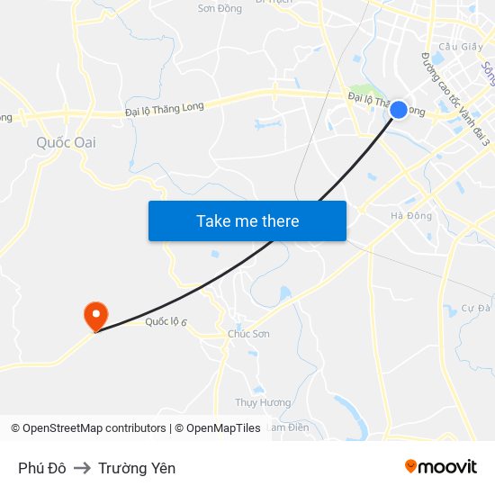 Phú Đô to Trường Yên map