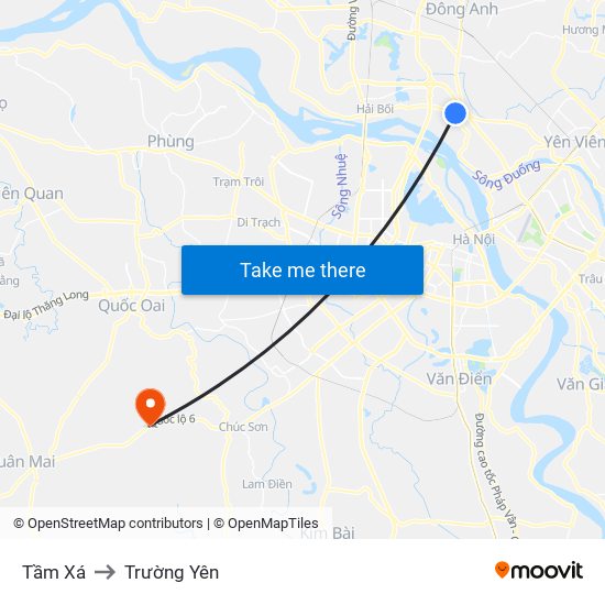 Tầm Xá to Trường Yên map