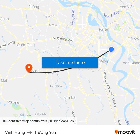 Vĩnh Hưng to Trường Yên map