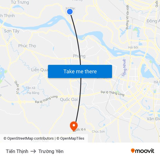 Tiến Thịnh to Trường Yên map