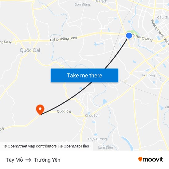 Tây Mỗ to Trường Yên map