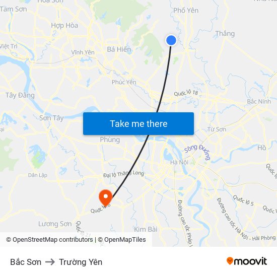 Bắc Sơn to Trường Yên map