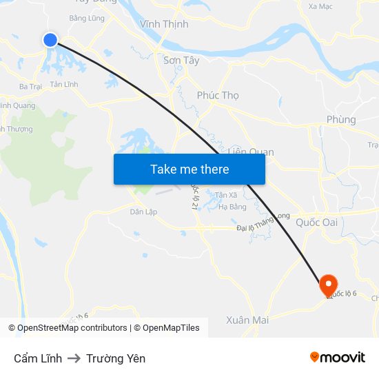 Cẩm Lĩnh to Trường Yên map