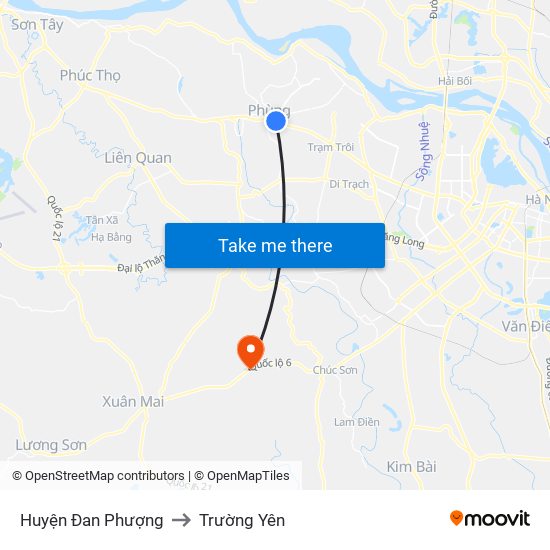 Huyện Đan Phượng to Trường Yên map