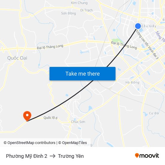 Phường Mỹ Đình 2 to Trường Yên map