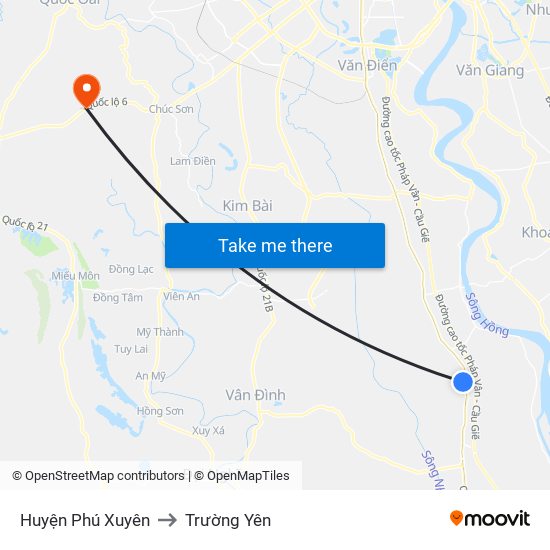 Huyện Phú Xuyên to Trường Yên map