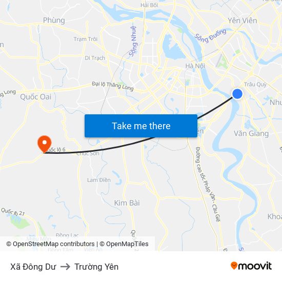 Xã Đông Dư to Trường Yên map