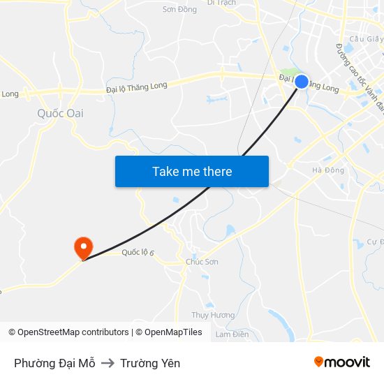 Phường Đại Mỗ to Trường Yên map