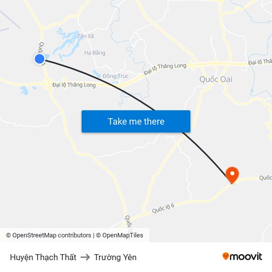 Huyện Thạch Thất to Trường Yên map