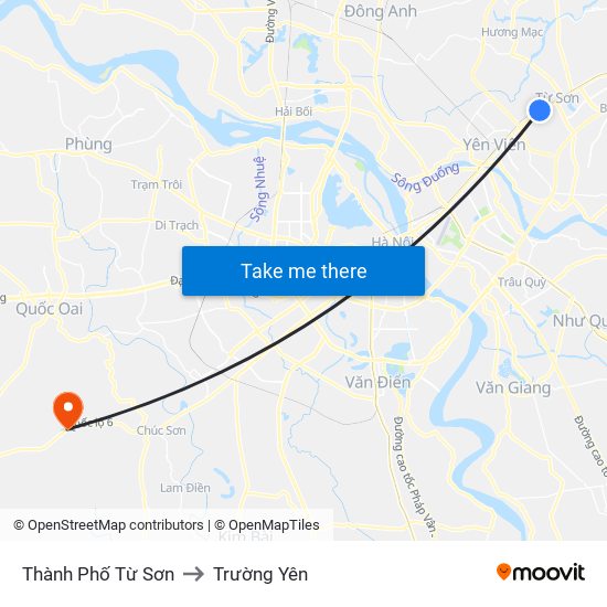 Thành Phố Từ Sơn to Trường Yên map