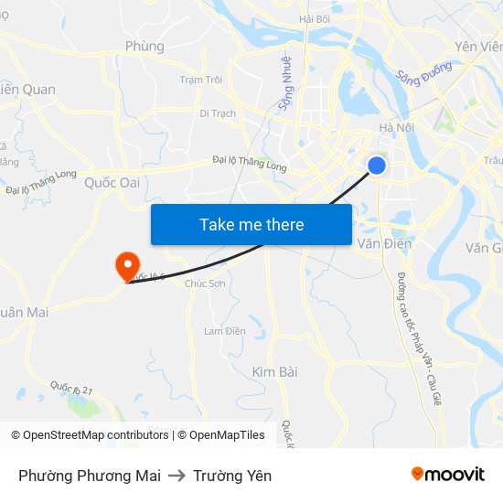 Phường Phương Mai to Trường Yên map