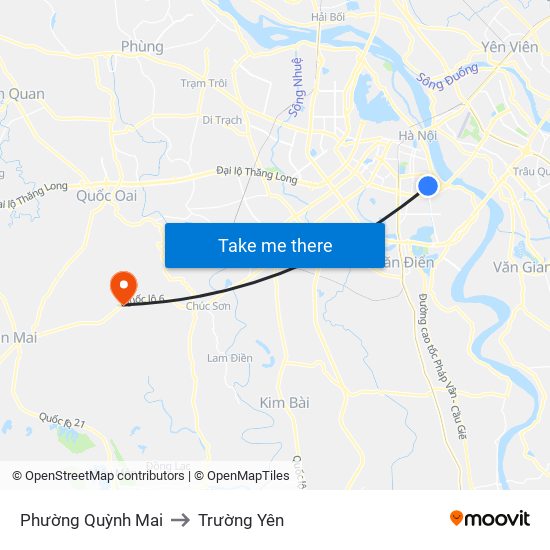 Phường Quỳnh Mai to Trường Yên map