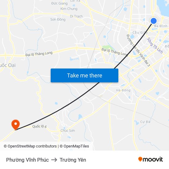 Phường Vĩnh Phúc to Trường Yên map