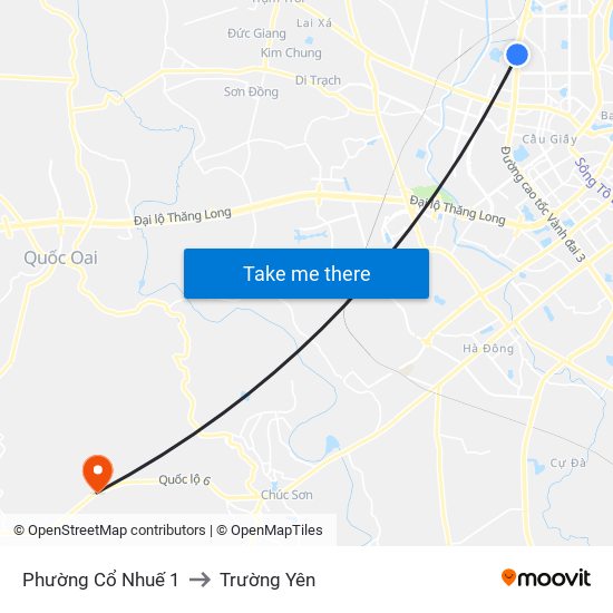 Phường Cổ Nhuế 1 to Trường Yên map