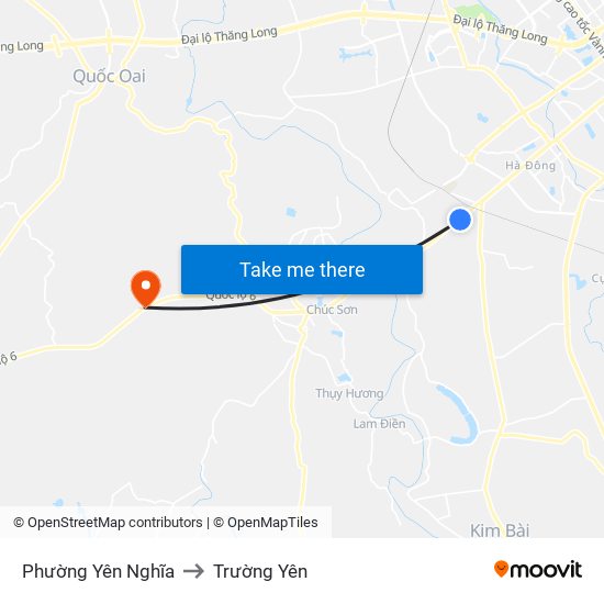 Phường Yên Nghĩa to Trường Yên map