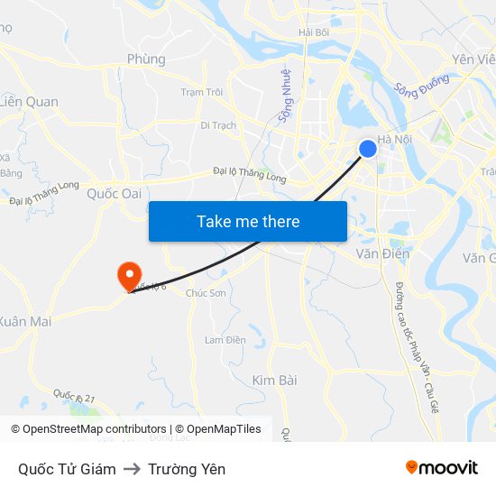 Quốc Tử Giám to Trường Yên map